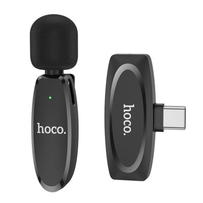 Microfon Lavalier Wireless Hoco Type-C L15, Negru foto