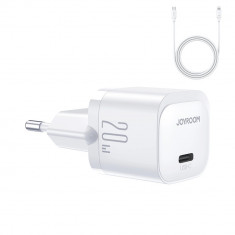 Mini &icirc;ncărcător USB C 20W PD cu cablu USB C - Lightning JR-TCF02 - alb Joyroom