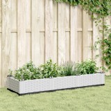 VidaXL Jardinieră de grădină cu țăruși, alb, 125x40x28,5 cm, PP