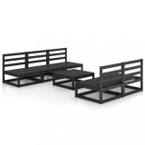 Set mobilier de gradina, 6 piese, negru, lemn masiv de pin