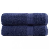 vidaXL Prosoape de baie premium SOLUND 2buc bleumarin 100x150cm 600gsm 137263