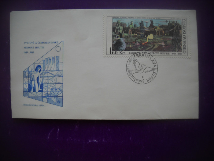 HOPCT PLIC FDC S 1616 MISCAREA PENTRU PACE 1949-1969 -CEHOSLOVACIA