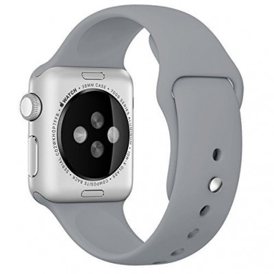 Curea iUni compatibila cu Apple Watch 1/2/3/4/5/6/7, 42mm, Silicon, Gray foto