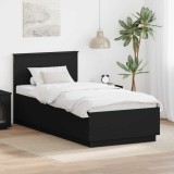 vidaXL Cadru de pat cu headboard Negru 70 x 190 cm Lemn compozit 3408216