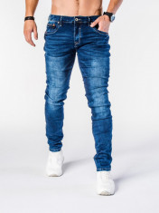 Blugi pentru barbati, albastri, slim fit, conici, casual, skinny - P580 foto