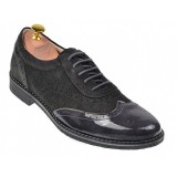 OFERTA MARIMEA 42, 43, 44 - Pantofi barbati eleganti din piele naturala, Gri inchis, L870LVG