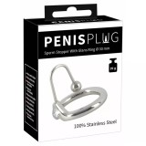 Inel penis cu bila metalica Penis Plug "Thrilling Sperm Stopper" Argintiu