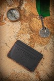 Cumpara ieftin Portcard din piele naturala, lucrat si cusut manual, Remus, Handmade, Negru, Produs in Romania, Elyk Creation