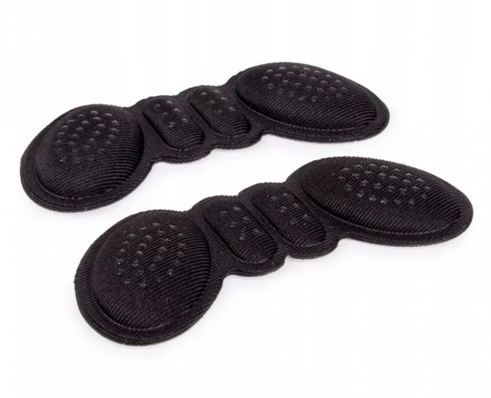Set 2 branturi adezive pentru calcaie, spuma si poliester, 9.8 x 3.6 cm, grosime 7 mm, negru