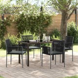 vidaXL Set de masă pentru grădină 5 pcs Negru Rattan poli