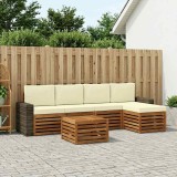 vidaXL Set de canapele de exterior cu pernă 6 pcs Natural și Crem 3384276