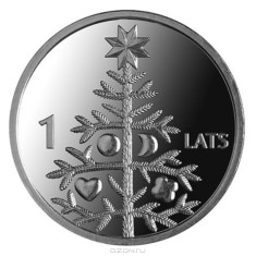 Letonia 1 Lats 2009 - Brad de Crăciun, Cupru-nichel, KM-106 UNC !!!