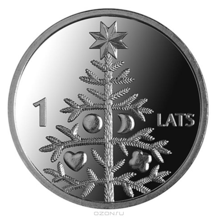 Letonia 1 Lats 2009 - Brad de Crăciun, Cupru-nichel, KM-106 UNC !!!