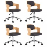 Scaune bucatarie 4 buc, negru, lemn curbat &amp; piele ecologica
