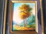 LIMOGES tablou PEISAJ SUPERB UNIC semnat R.RESTOUEIX pictat manual in EMAIL manopera EXCEPTIONALA de colectie FRANTA