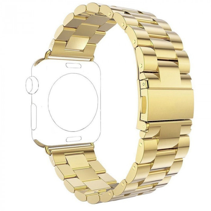 Curea metalica compatibila Apple Watch, 42mm, Auriu