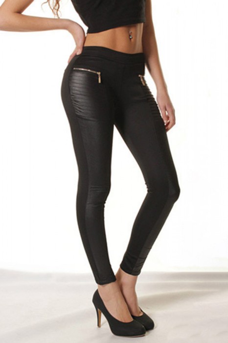 A687-1 Pantaloni casual mulati accesorizati cu vinil elastic