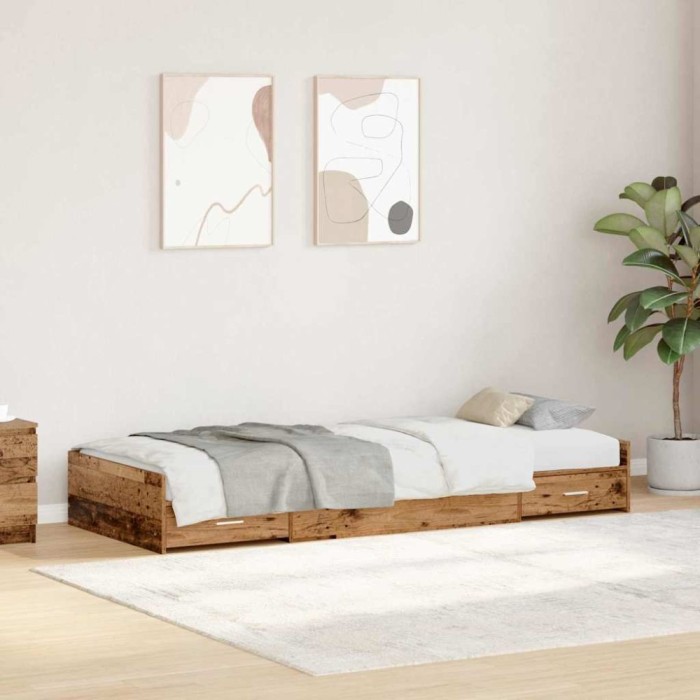 Cadru de pat cu depozitare Lemn Vechi 80 x 200 cm Lemn compozit