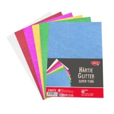 Hartie Glitter Super-Fina DACO, A4, 6 Coli/Top, 6 Culori, Hartie Glitter, Hartie cu Sclipici, Hartie Glitter Colorata, Hartie Sclipici, Hartie Sclipic foto