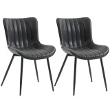 HOMCOM Set de 2 scaune pentru sufragerie, design modern cu capitonaj, pentru living, sufragerie, dormitor, negru | Aosom Romania