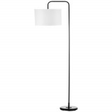 Homcom Lampadar Arcuit, Design Modern cu Abajur din Țesătură și Structură din Oțel, 64x38x163.5 cm, Alba și Neagră, pentru Interior | Aosom Romania