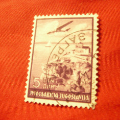 Timbru Iugoslavia 1937 Aviatie 5 dinari violet stampilat