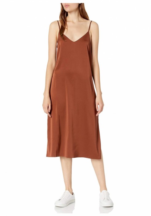 Rochie midi pentru femei The Drop Ana, decolteu in V, maro, XXL - OUTLET