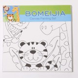 Pictura pe panza canvas cu rama din lemn-animale jungla,20x20 cm