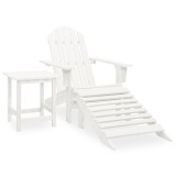 Cumpara ieftin Scaun de gradina Adirondack cu masa&amp;otoman, alb, lemn de brad