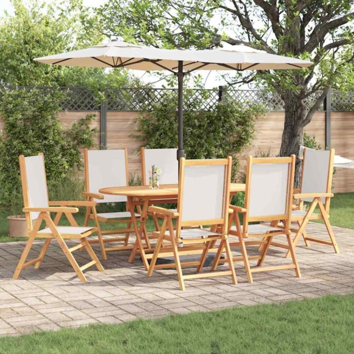 vidaXL Set de dining pentru grădină Manual 7 pcs Alb crem