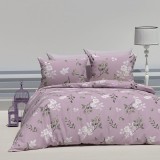 Lenjerie pat dublu,bumbac ranforce,4 piese,mov cu flori,RNFN155-A732