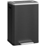 HOMCOM Coș de Gunoi cu 2 Secțiuni de 20L cu Pedală și Capac cu &Icirc;nchidere Moale, din Oțel Inoxidabil și PP, 40x34.8x59 cm, Negru | Aosom Romania