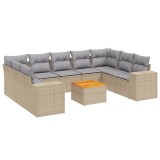 Cumpara ieftin Set canapele de gradina cu perne, 10 piese, bej, poliratan