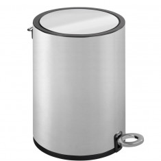 Cos de gunoi cu pedala, Wenko, Monza Easy Close, 3 L, 24.5 x 25.5 x 18.5 cm, inox, gri satinat