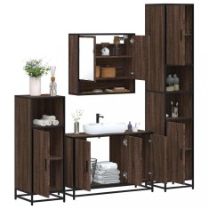 vidaXL Set de mobilier de baie din 4 piese din lemn de stejar maro 3301224
