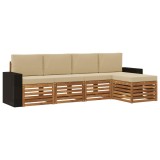 vidaXL Set de canapele de exterior cu pernă 5 pcs Natural și Bej 3384244