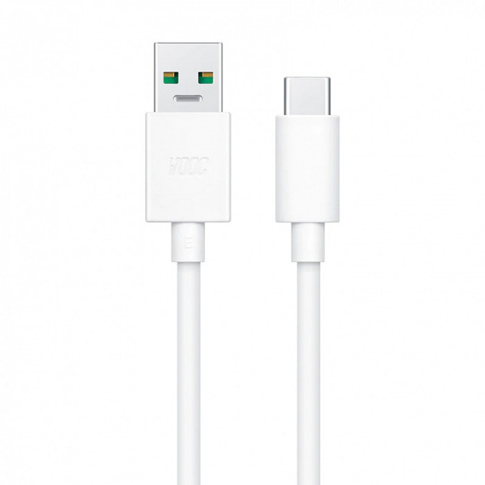 Cablu Date si Incarcare USB la USB Type-C Oppo Reno4 Pro 5G, DL129, 1 m, VOOC Flash Charge, Alb