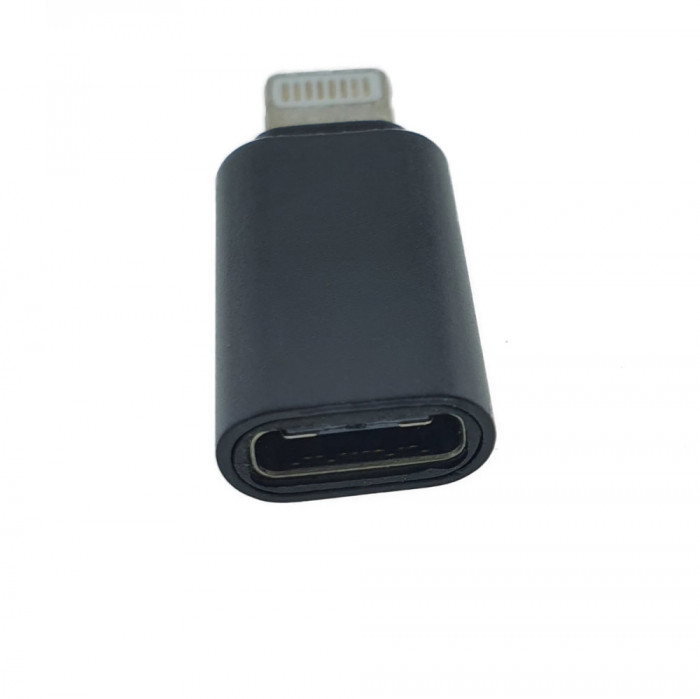 Adaptor Maxlife 94075 port USB-C mama la conector tip lightning tata, in blister, negru