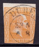 Cumpara ieftin ✅ (S45) Germania veche - Prusia 1858 &quot; Friedrich Wilhelm IV &quot; 3 Sgr , Michel nr.12 ( fond hasurat ) , stampilat