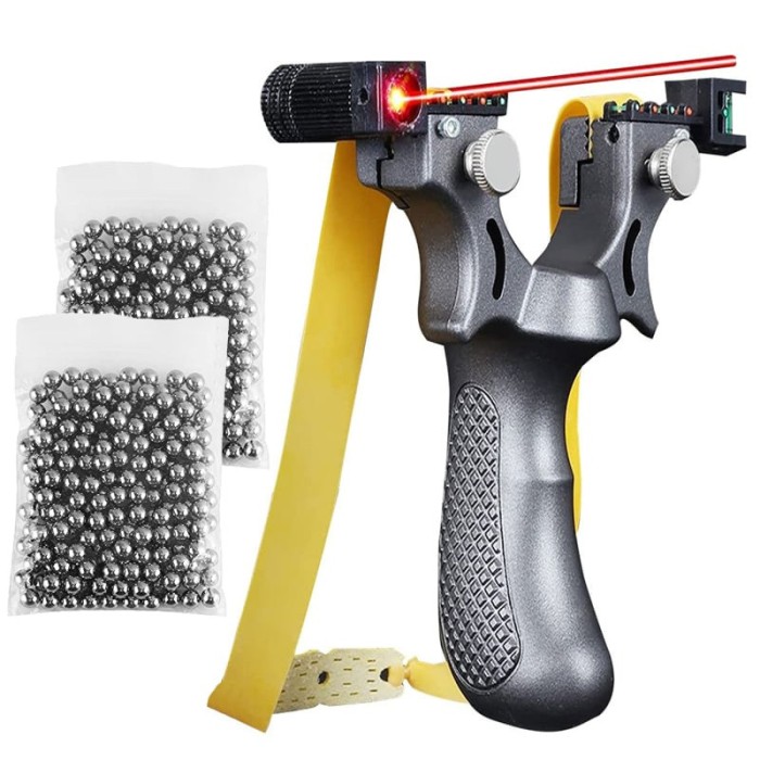 Set prastie laser DEPOX&reg;, Sling King, plastic, 11.5 cm, boloboc, argintiu si 200 bile de 6 mm