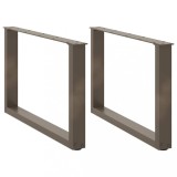 vidaXL Picioare pentru măsuță de cafea &icirc;n formă de U, 2 buc., oțel natural, 60 x (42-43) cm
