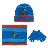 Set Vestimentar Iarnă Copii 8 Ani: Caciulă, Fular și Manusi Dinozaur Blue, CMCLASS