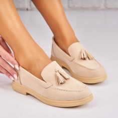 Pantofi dama casual Bej din Piele Ecologica Intoarsa Vega A4266 foto
