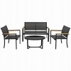 Set Mobilier Gradina Terasa Jumi Imala: Masa, 2 Scaune, Canapea, Otel, Negru/Natur