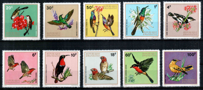 Ruanda Rwanda 1972, Mi #500-509 A**, fauna, pasari, MNH, cota 10 &euro;!