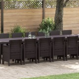 vidaXL Set de mese de grădină cu perne 17 pcs Maro 16-Persoane Ratan
