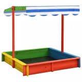 vidaXL Cutie de nisip cu acoperiș ajustabil, multicolor, lemn brad UV50