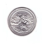 Moneda SUA 25 centi/quarter dollar 2012 P Alaska Denali, stare foarte buna, curata
