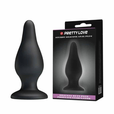 Dop Anal Sturdy Silicone, Negru, Large 15 cm foto