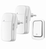 Sonerie fara fir si fara baterie 1 transmitator- comutator cinetic (1 buton) si 2 receptoare albe ( 2 sonerii) la priza , 38 melodii, distanta 150m. I, Omu System